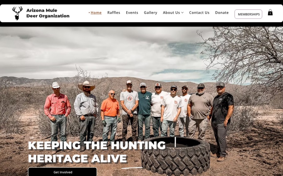 Screenshot of the Arizona Mule Deer Organization website