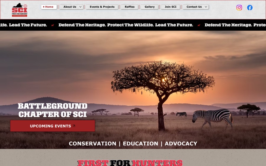 Screenshot of the Battleground Chapter SCI website