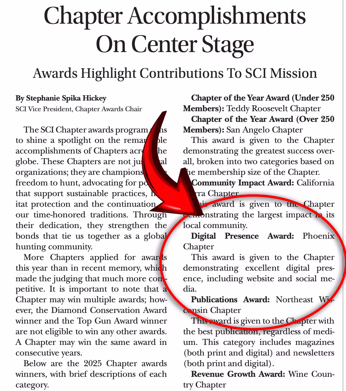 Safari Times recognition of the SCI Phoenix Digital Presence Award