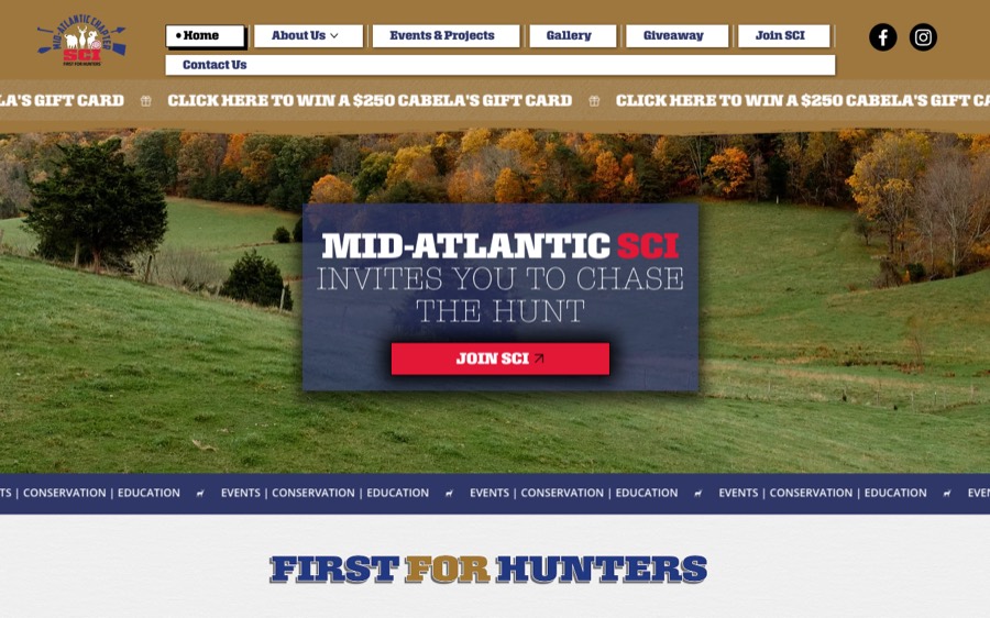 Screenshot of the Mid-Atlantic Chapter SCI website